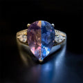 Mystic Color Shift: Natural Color Change Fluorite Ring in 925 Silver with CZ Accents
