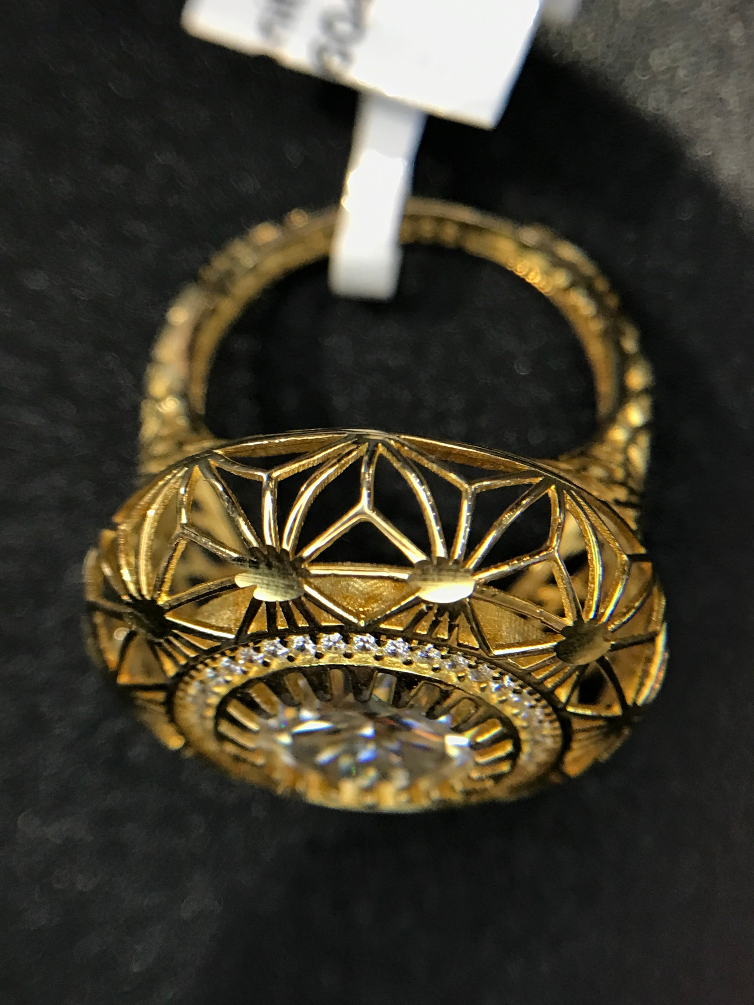 4ct Moissanite Halo Engagement Ring - Gold Tone Textured Sterling Silver