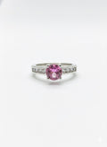 Vivid Pink: Natural Pink Topaz Solitaire Ring in 925 Silver with CZ Channel Accents