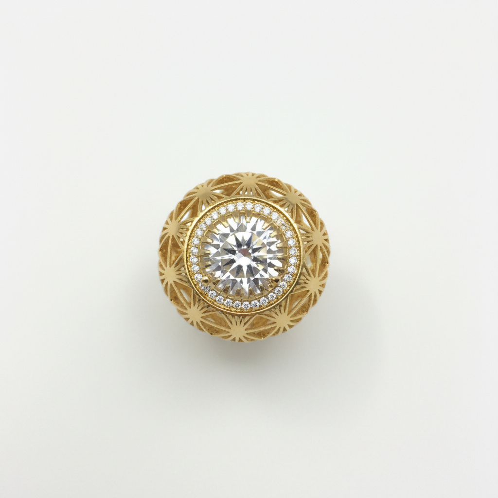 4ct Moissanite Halo Engagement Ring - Gold Tone Textured Sterling Silver