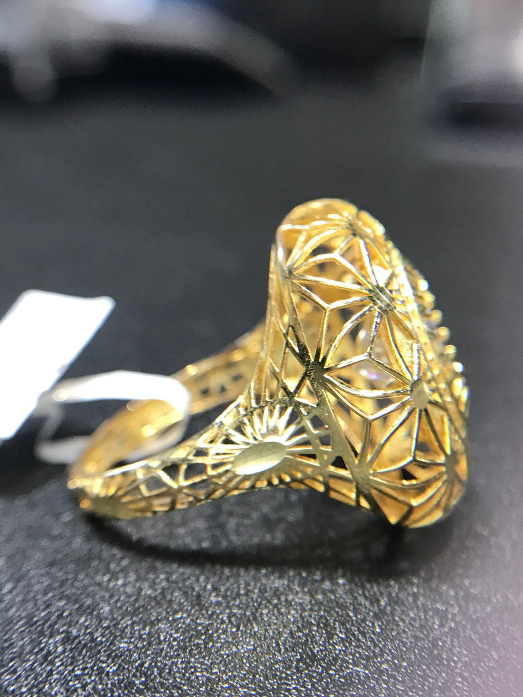 4ct Moissanite Halo Engagement Ring - Gold Tone Textured Sterling Silver