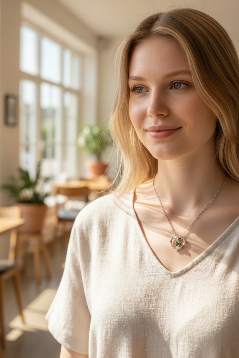 Heart of Nature: Natural Tsavorite Green Garnet & Diamond Accent Pendant in Sterling Silver