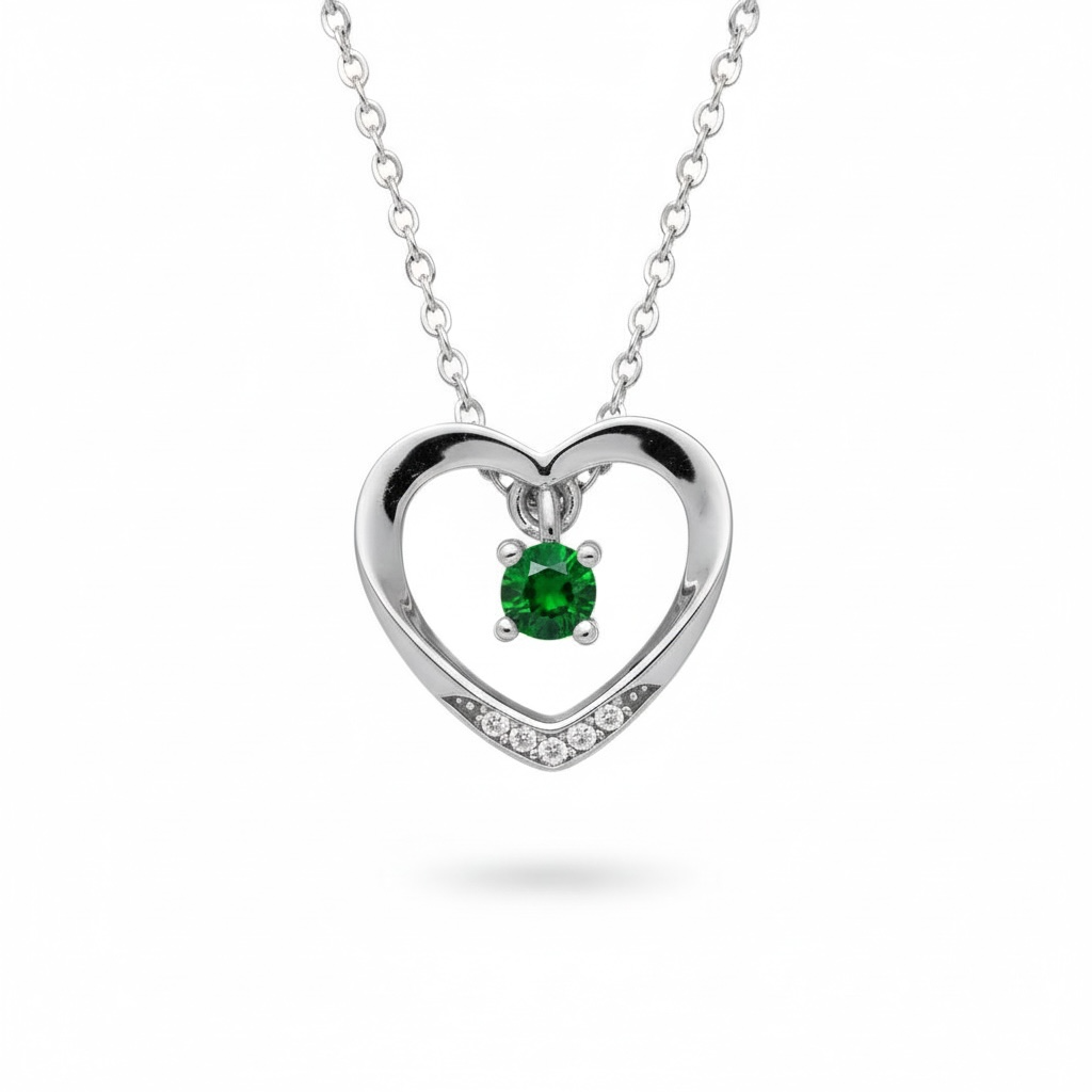 Heart of Nature: Natural Tsavorite Green Garnet & Diamond Accent Pendant in Sterling Silver