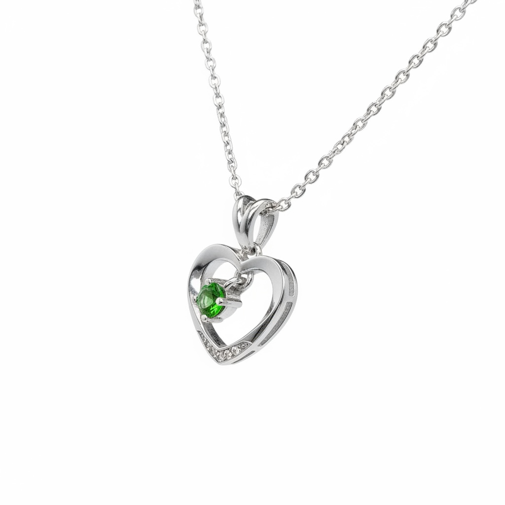Heart of Nature: Natural Tsavorite Green Garnet & Diamond Accent Pendant in Sterling Silver