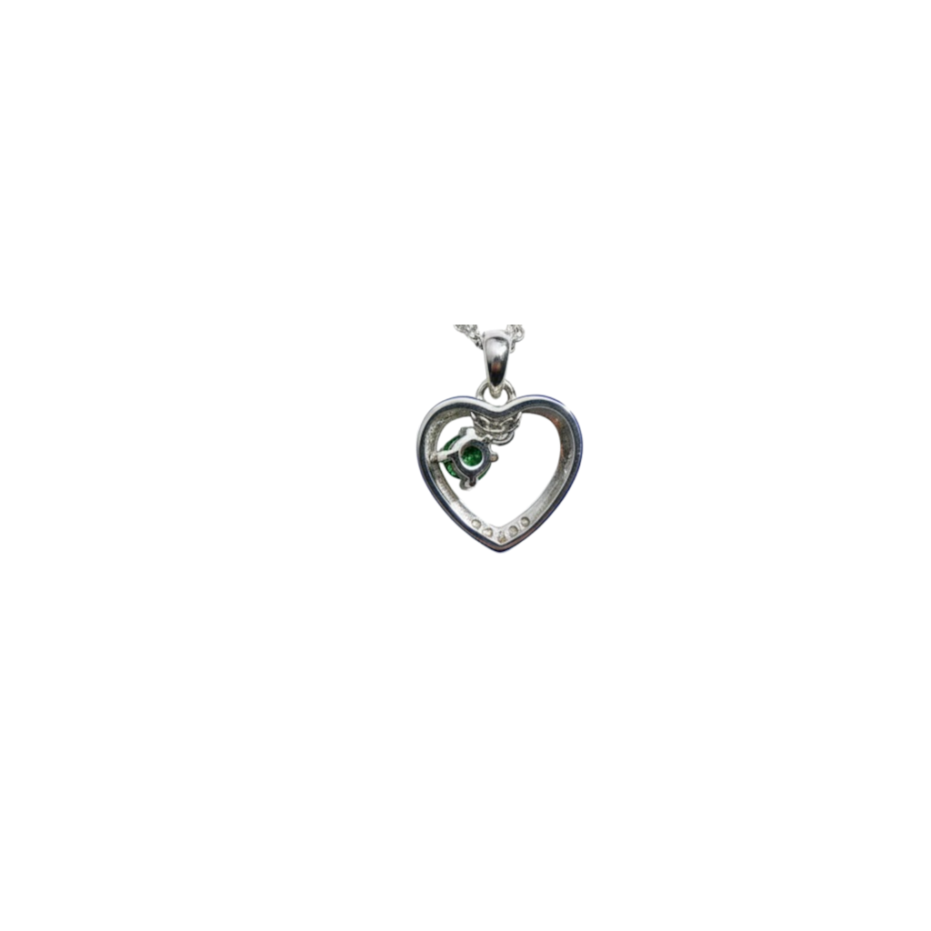 Heart of Nature: Natural Tsavorite Green Garnet & Diamond Accent Pendant in Sterling Silver
