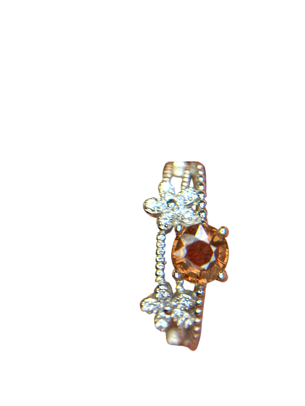 Mystic Shift: Natural Color Change Garnet Ring in 925 Silver with CZ Pavé Band