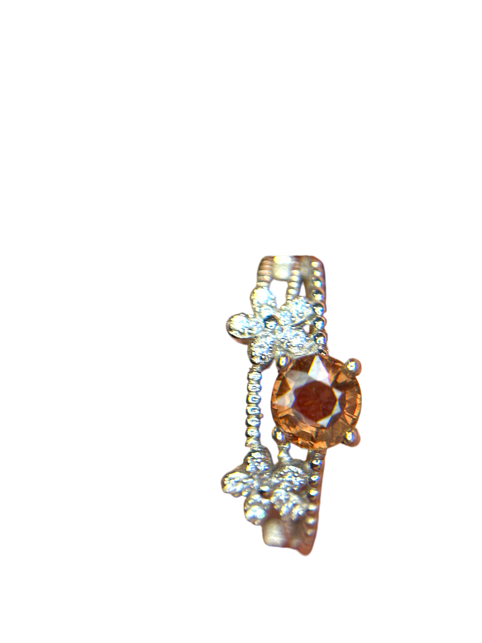 Mystic Shift: Natural Color Change Garnet Ring in 925 Silver with CZ Pavé Band