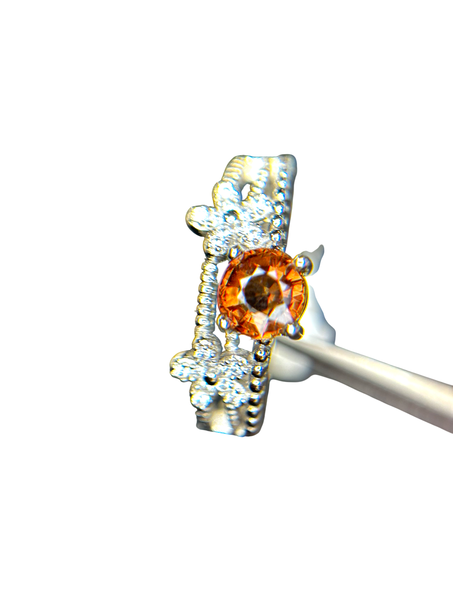 Mystic Shift: Natural Color Change Garnet Ring in 925 Silver with CZ Pavé Band