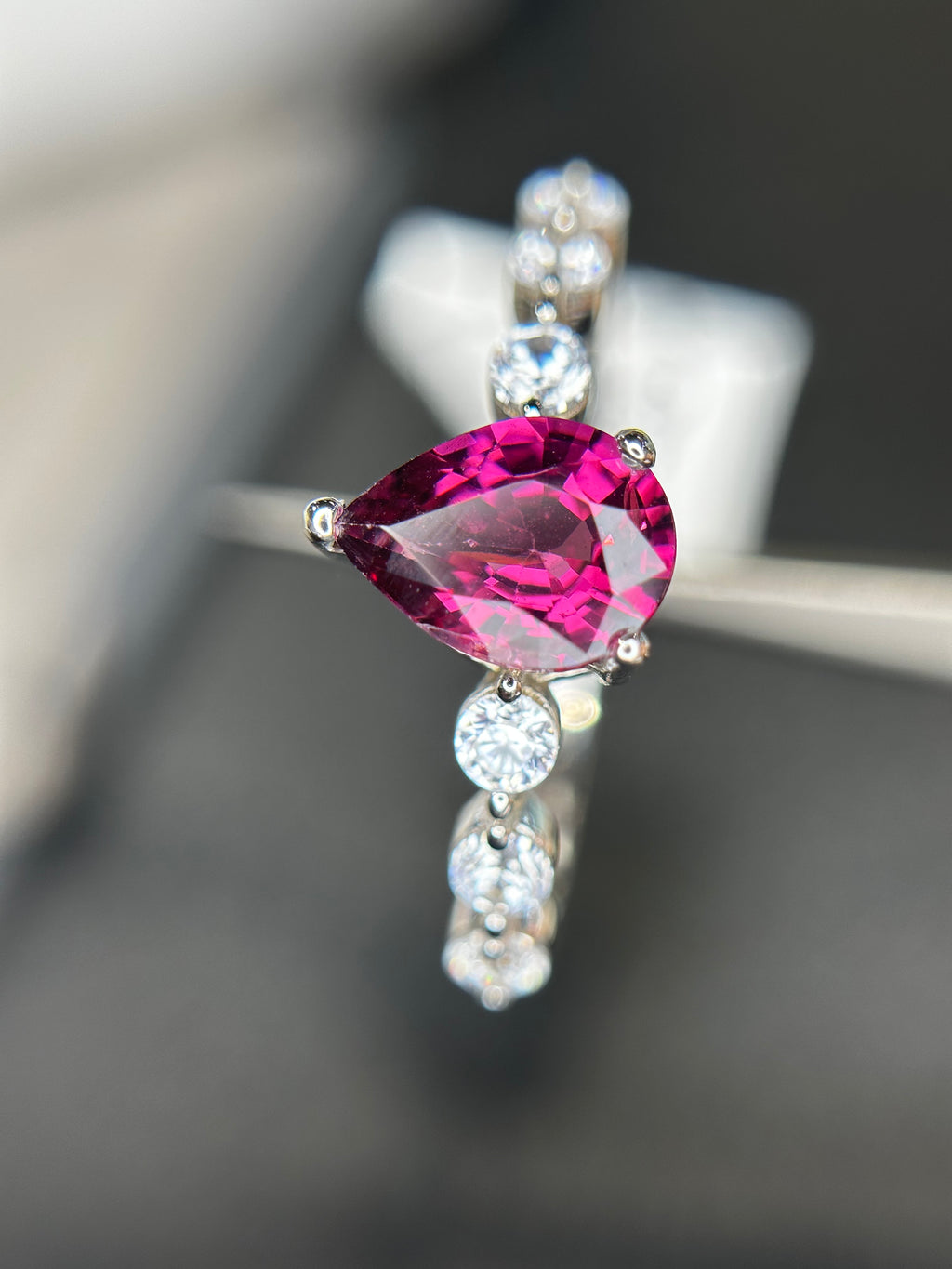 Raspberry Fire: Natural Rhodolite Garnet & CZ Accent Band Ring in 925 Silver