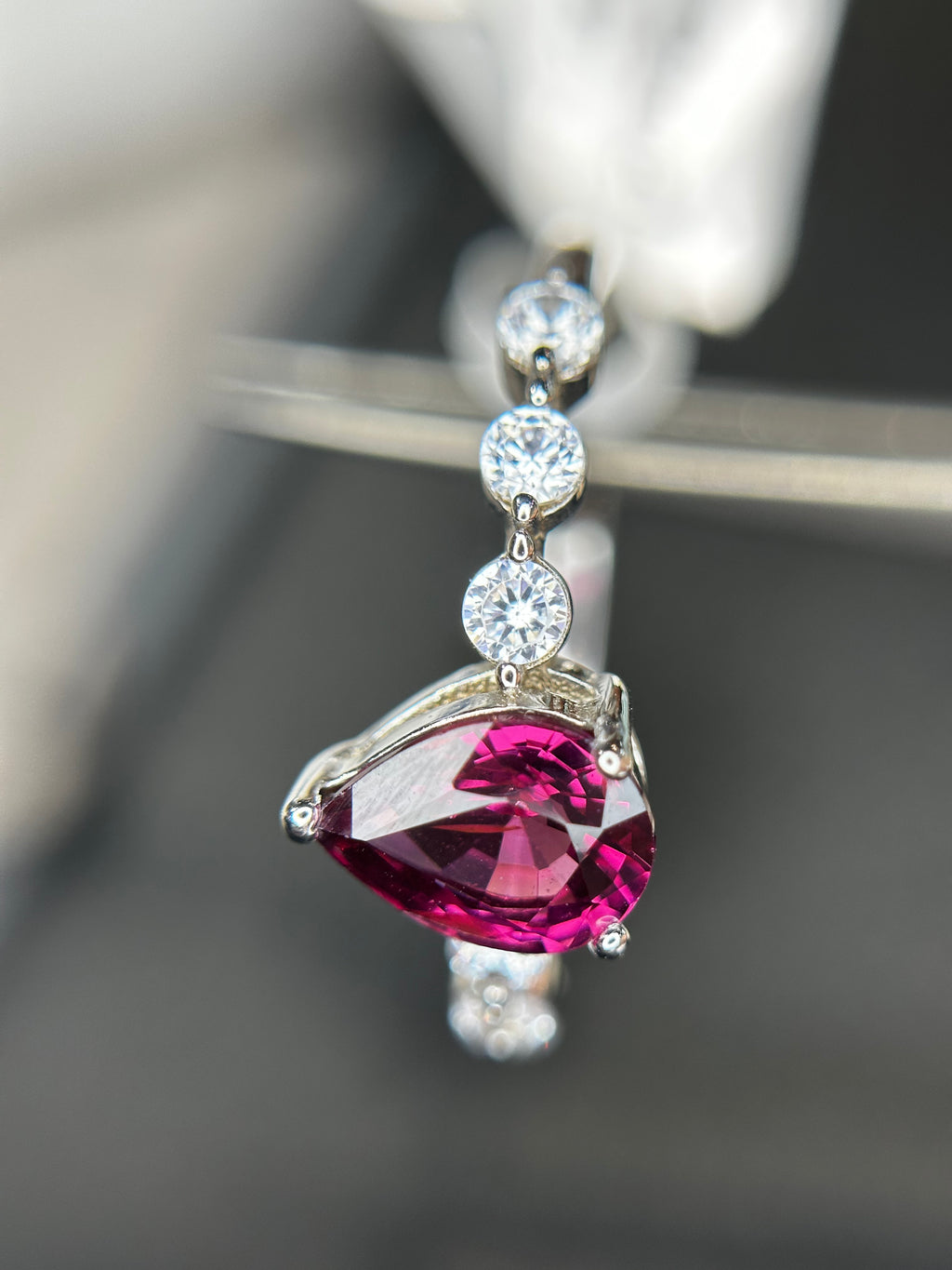 Raspberry Fire: Natural Rhodolite Garnet & CZ Accent Band Ring in 925 Silver