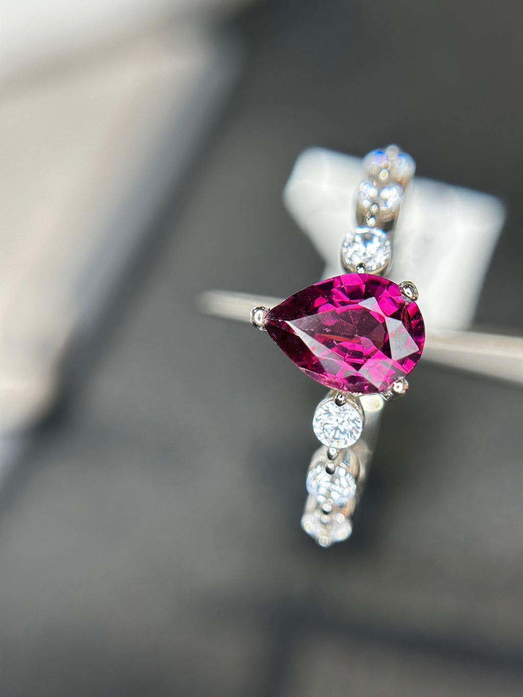 Raspberry Fire: Natural Rhodolite Garnet & CZ Accent Band Ring in 925 Silver