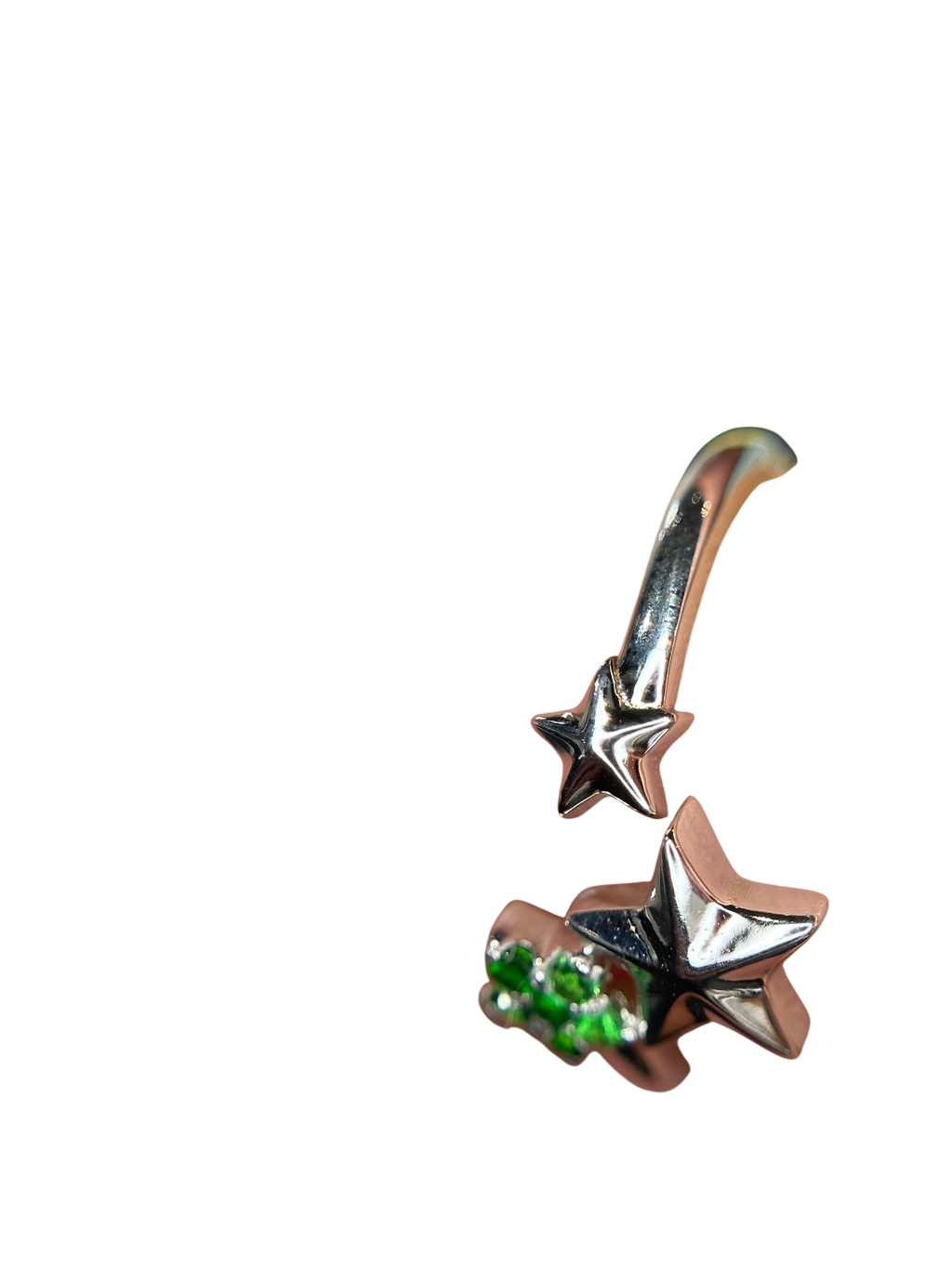 Celestial Sparkle: Natural Tsavorite Star Cluster Open Ring in 925 Silver