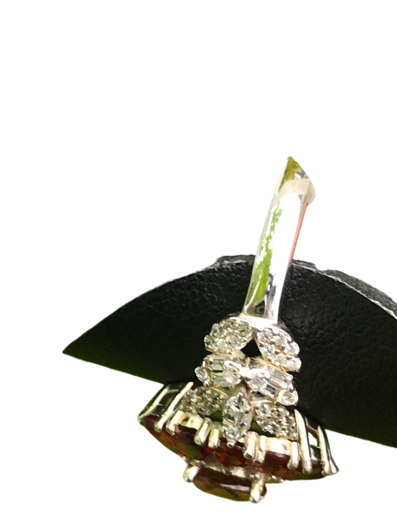 Natural Pink Tourmaline Cluster Ring - Oval Center with Songea Sapphires and CZ Accents in Sterling Silver