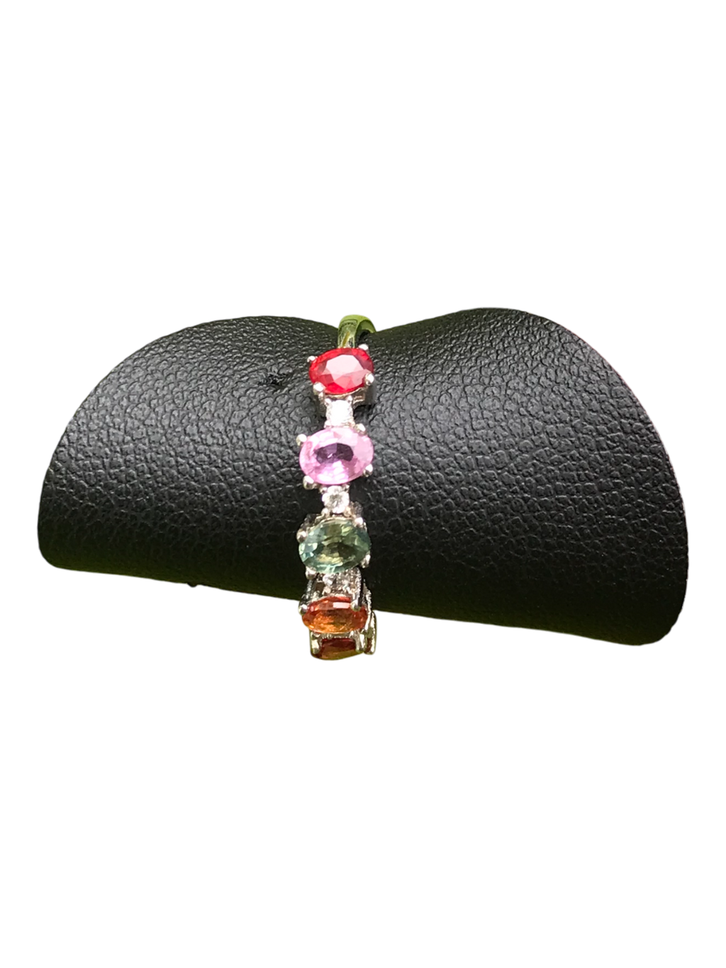 Natural Multi-Color Sapphire Ring - Five Stone Rainbow Pastel Sapphires in Sterling Silver