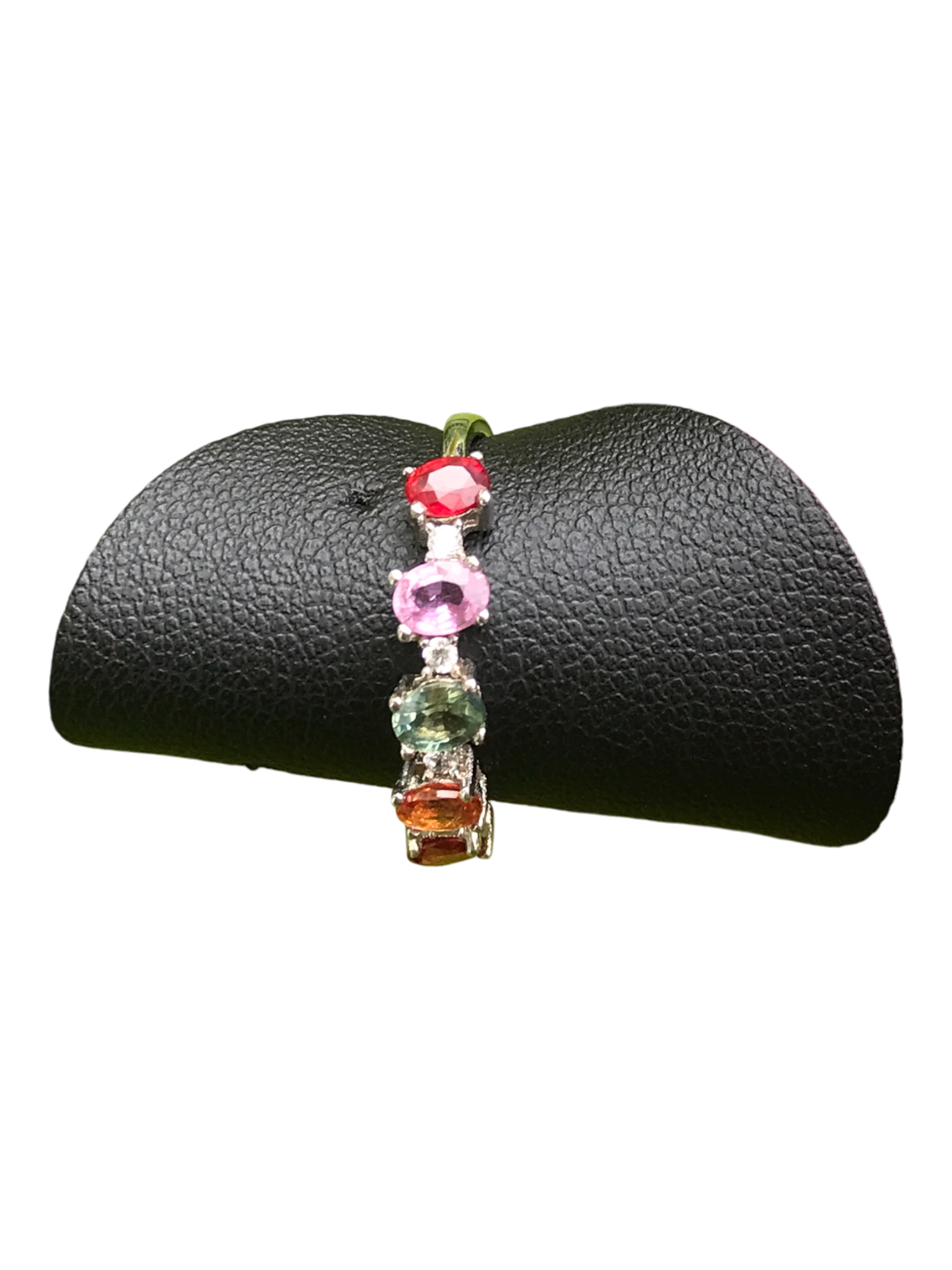 Natural Multi-Color Sapphire Ring - Five Stone Rainbow Pastel Sapphires in Sterling Silver