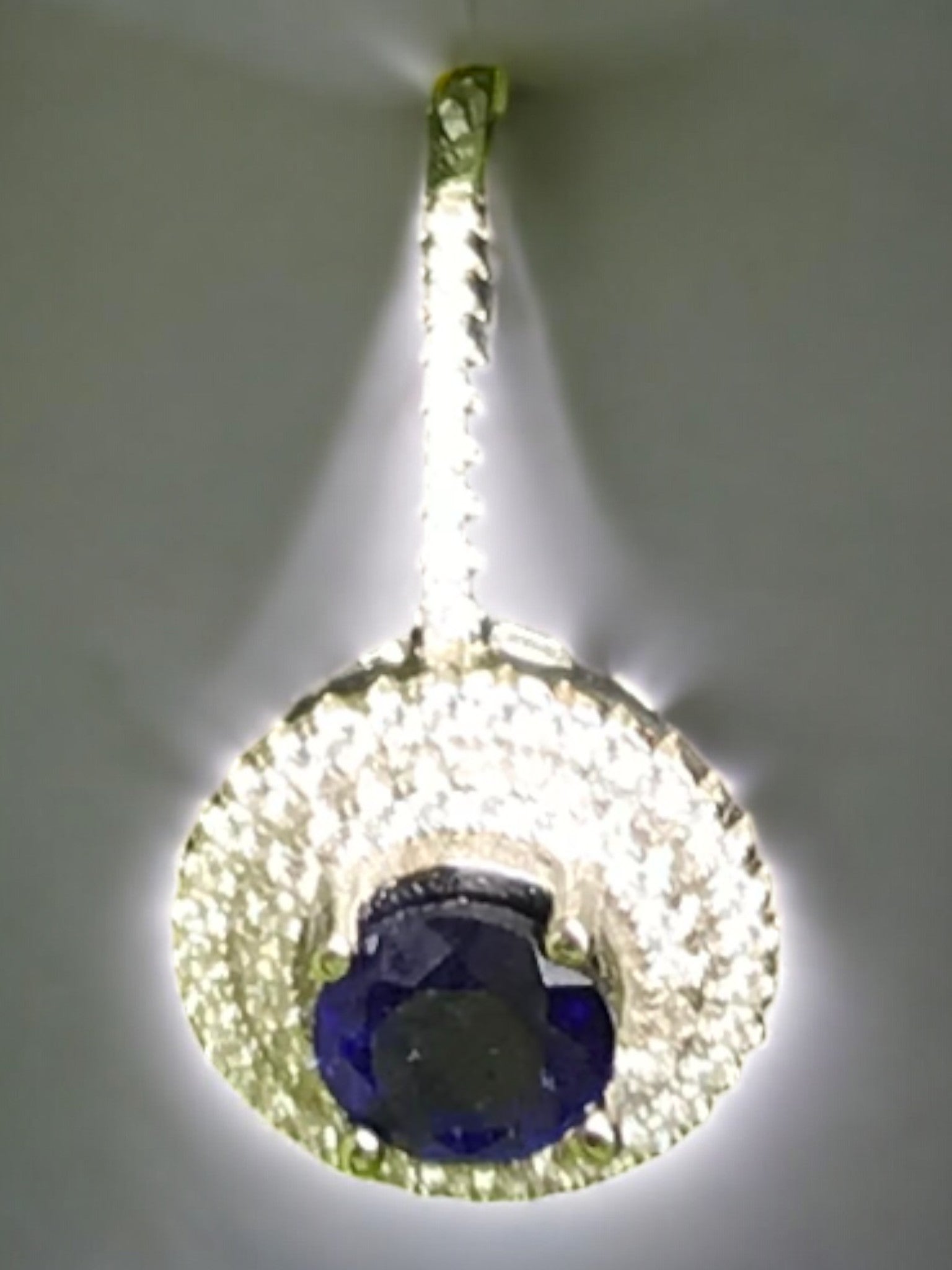 Natural Blue Sapphire Halo Ring - Round Royal Blue Center with CZ Accents in Sterling Silver