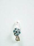 Natural Teal Sapphire Floral Cluster Ring - Blue-Green Flower Design with CZ Accents in Sterling Silver