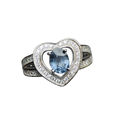 True Blue Heart: Natural Oval Blue Spinel Ring with CZ Pavé Heart Halo in 925 Silver