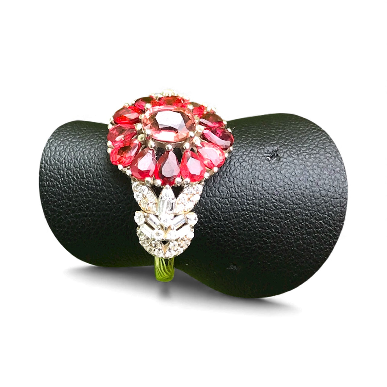 Natural Pink Tourmaline Cluster Ring - Oval Center with Songea Sapphires and CZ Accents in Sterling Silver