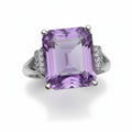 Royal Statement: Natural Emerald-Cut Amethyst Ring with CZ Shoulders in 925 Silver