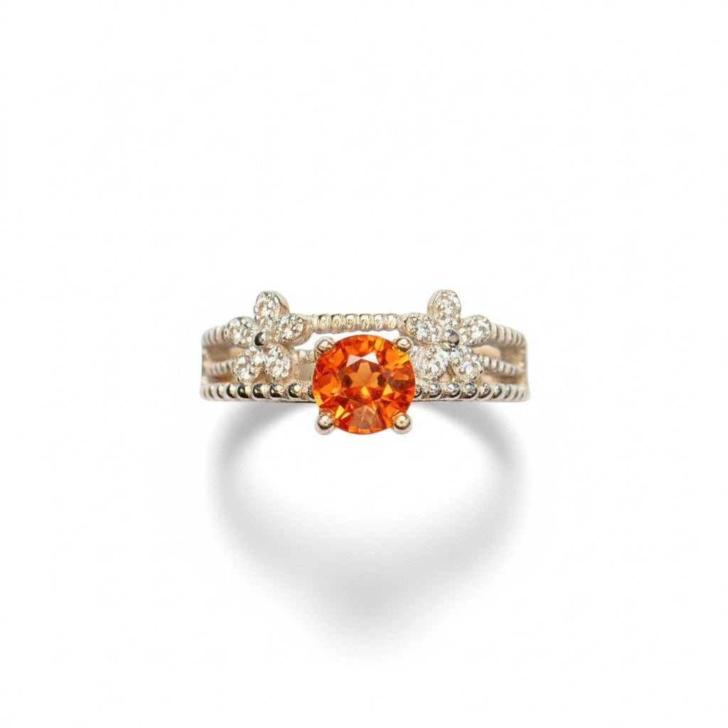 Mystic Shift: Natural Color Change Garnet Ring in 925 Silver with CZ Pavé Band