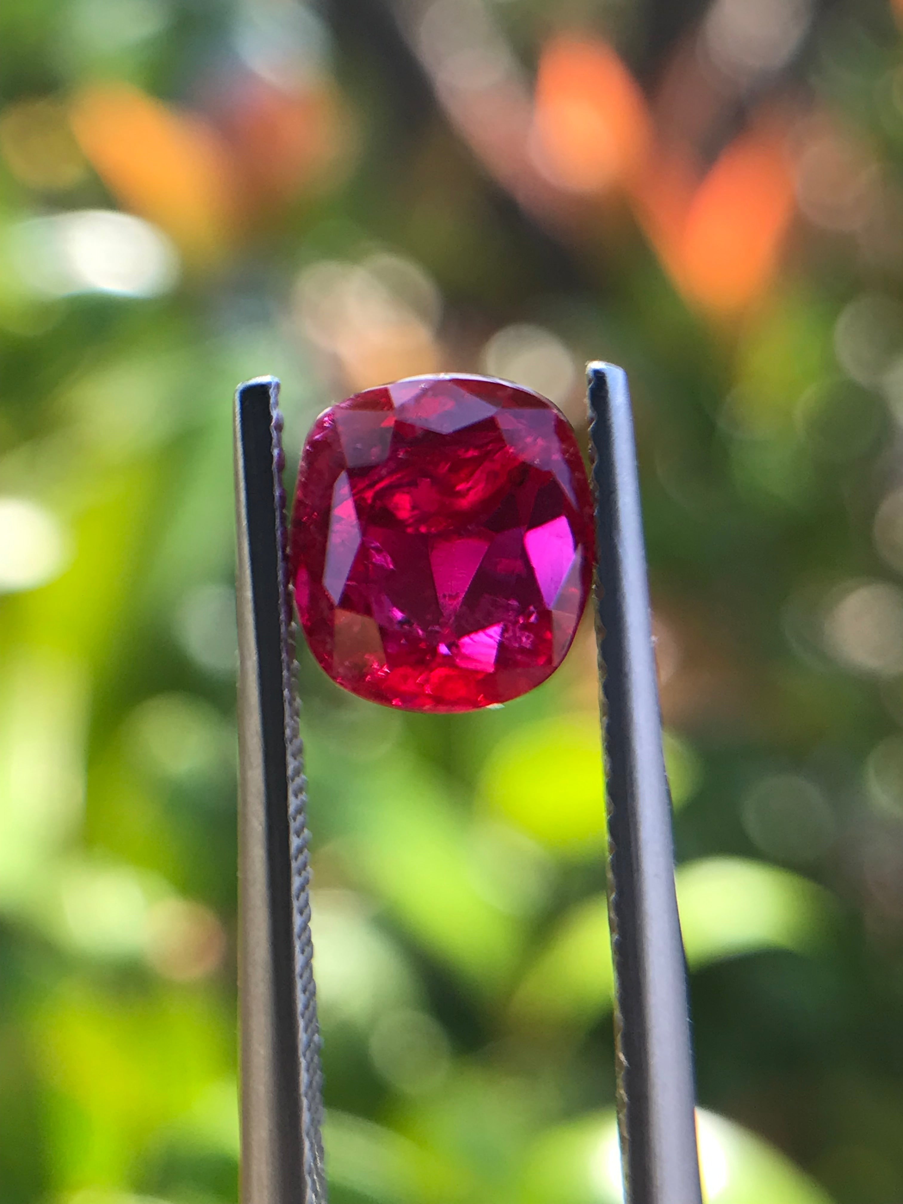2.03 ct Natural Unheated Ruby - Cushion Cut Vivid Red Loose Gemstone