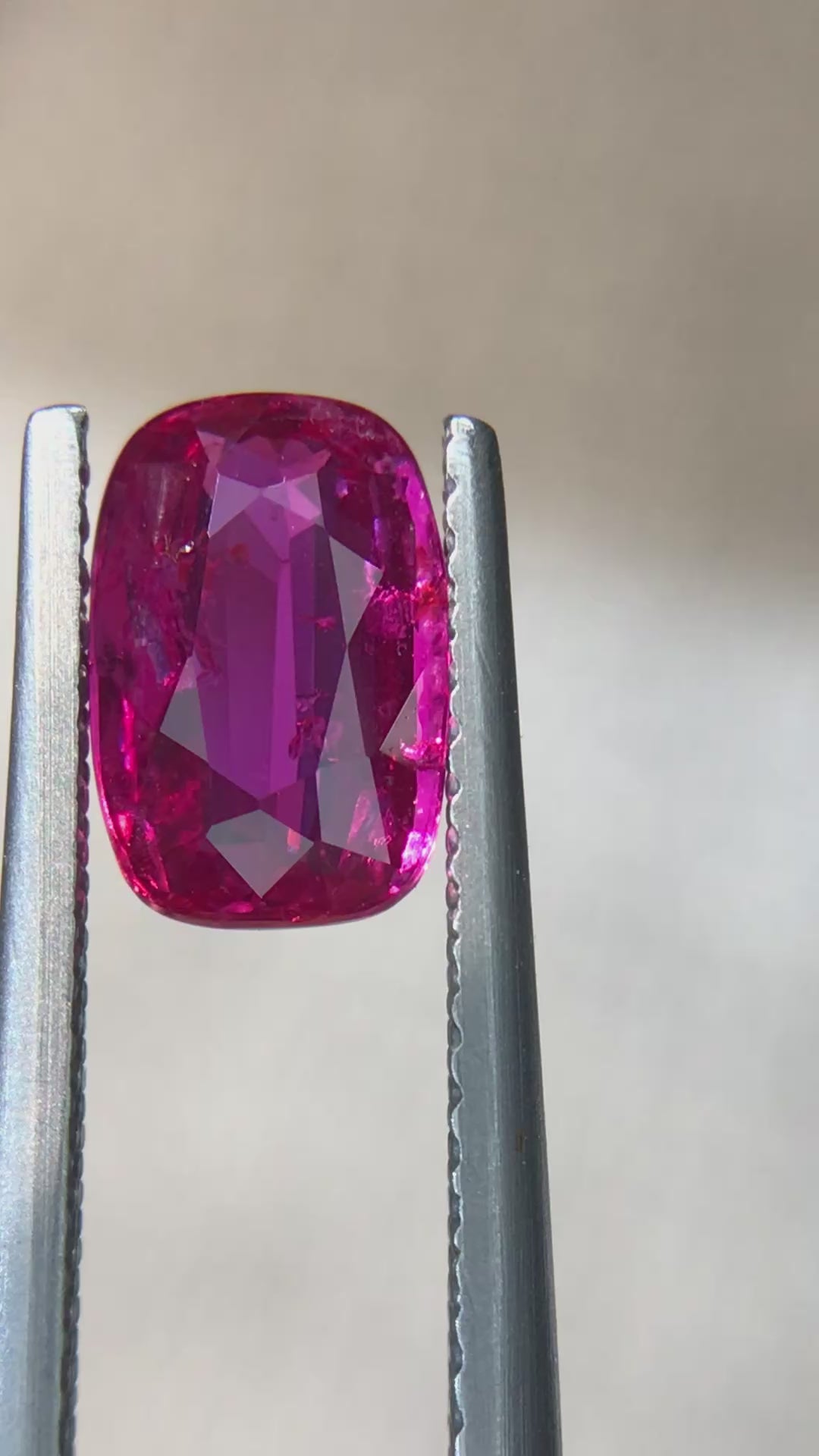 1.48 ct Natural Unheated Ruby - Cushion Cut Vivid Pinkish-Red Loose Gemstone