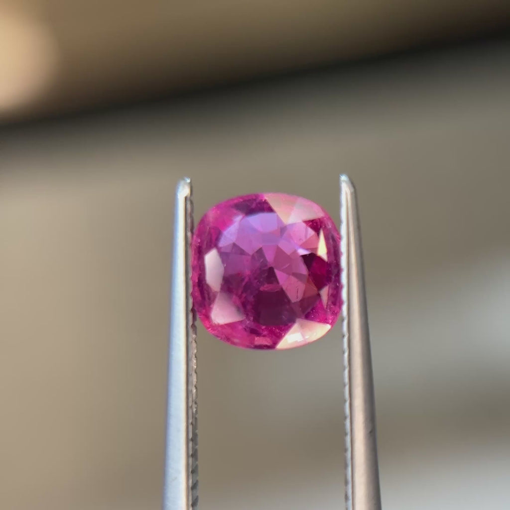 1.20 ct Natural Unheated Pink Sapphire - Cushion Cut Vivid Pink Loose Gemstone
