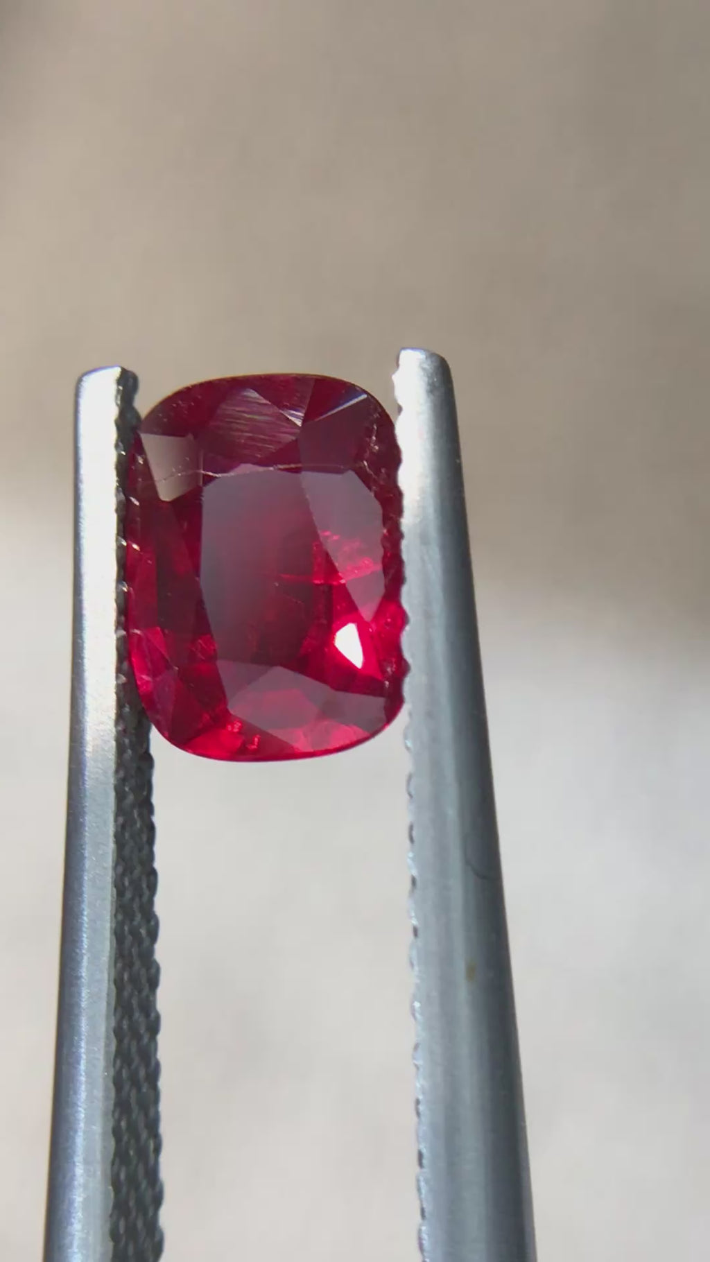 1.28 ct Natural Unheated Ruby - Cushion Cut Vivid Red Loose Gemstone