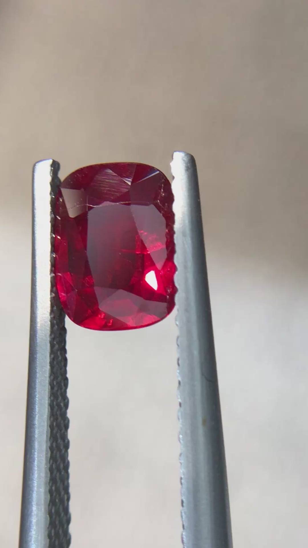 1.28 ct Natural Unheated Ruby - Cushion Cut Vivid Red Loose Gemstone