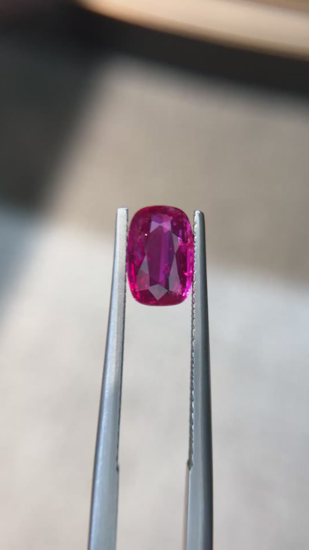 1.48 ct Natural Unheated Ruby - Cushion Cut Vivid Pinkish-Red Loose Gemstone
