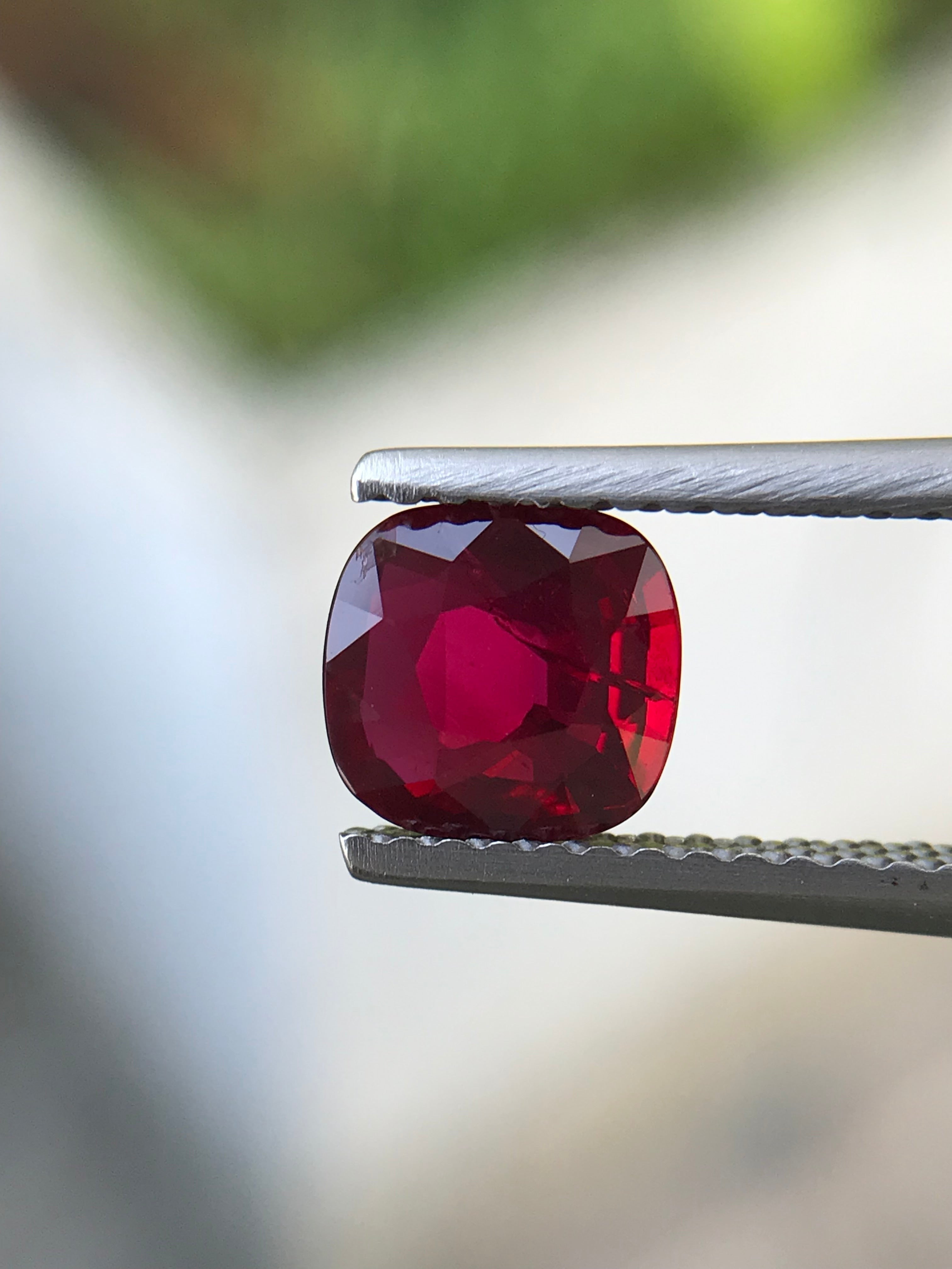 Shiza Gems 1.06 ct cushion cut vivid red unheated natural ruby gemstone