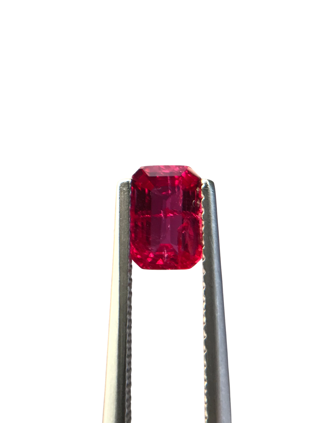 Shiza Gems 1.00 ct unheated Pigeon Blood ruby, emerald cut, vivid red, CGRL certified, Mozambique origin.