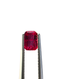 Shiza Gems 1.00 ct unheated Pigeon Blood ruby, emerald cut, vivid red, CGRL certified, Mozambique origin.