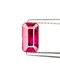 Shiza Gems 2.01 ct emerald-cut vivid pinkish-red unheated ruby gemstone with step faceting.