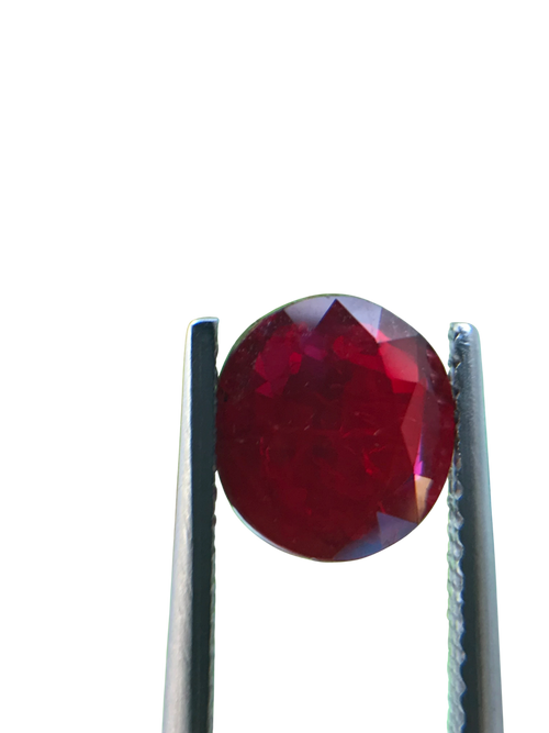 Shiza Gems 2.04 ct round cut vivid red unheated natural ruby gemstone.