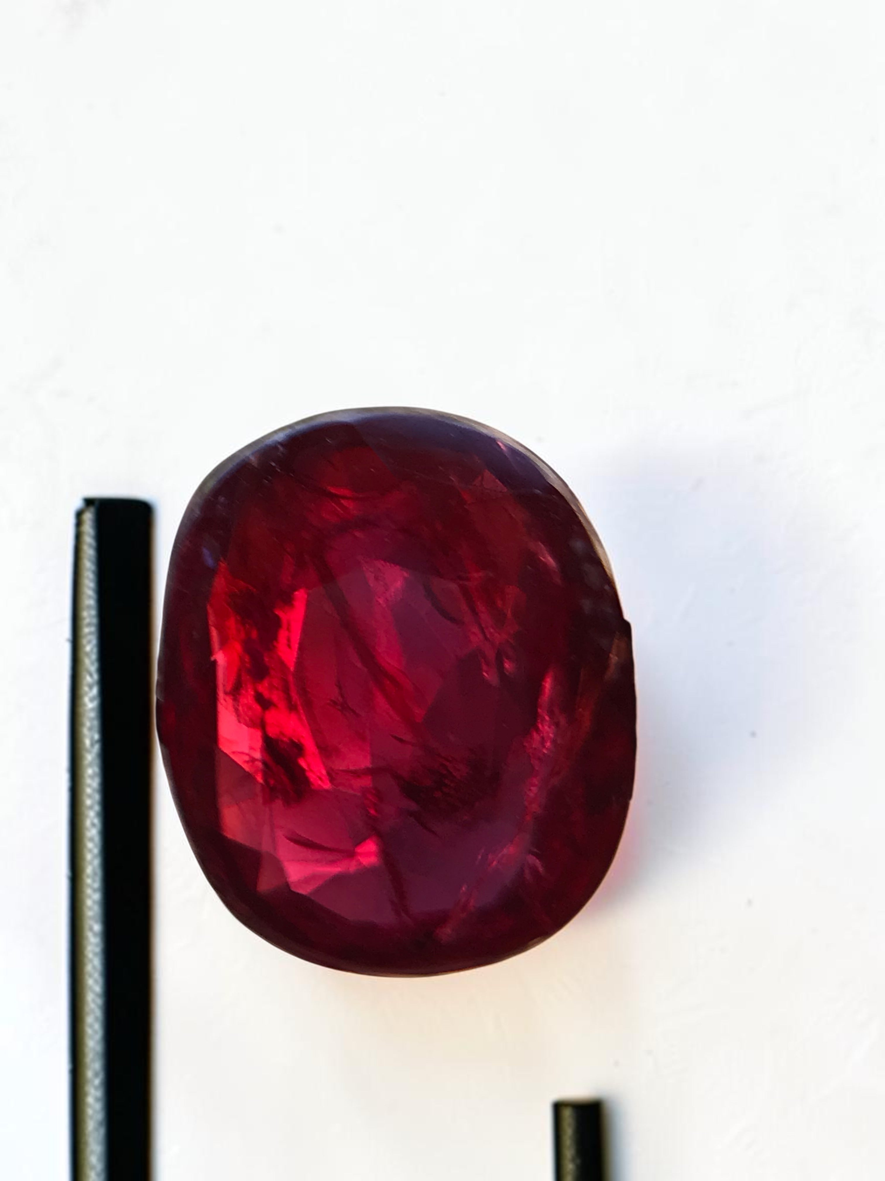 Shiza Gems 3.02 ct oval cut unheated ruby, vivid red, natural gemstone with excellent brilliance.