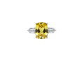 Shiza Gems large cushion-cut golden yellow citrine ring with baguette accents in sterling silver.