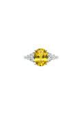 Shiza Gems large oval golden yellow citrine ring with pear accents and full pavé cubic zirconia in sterling silver.