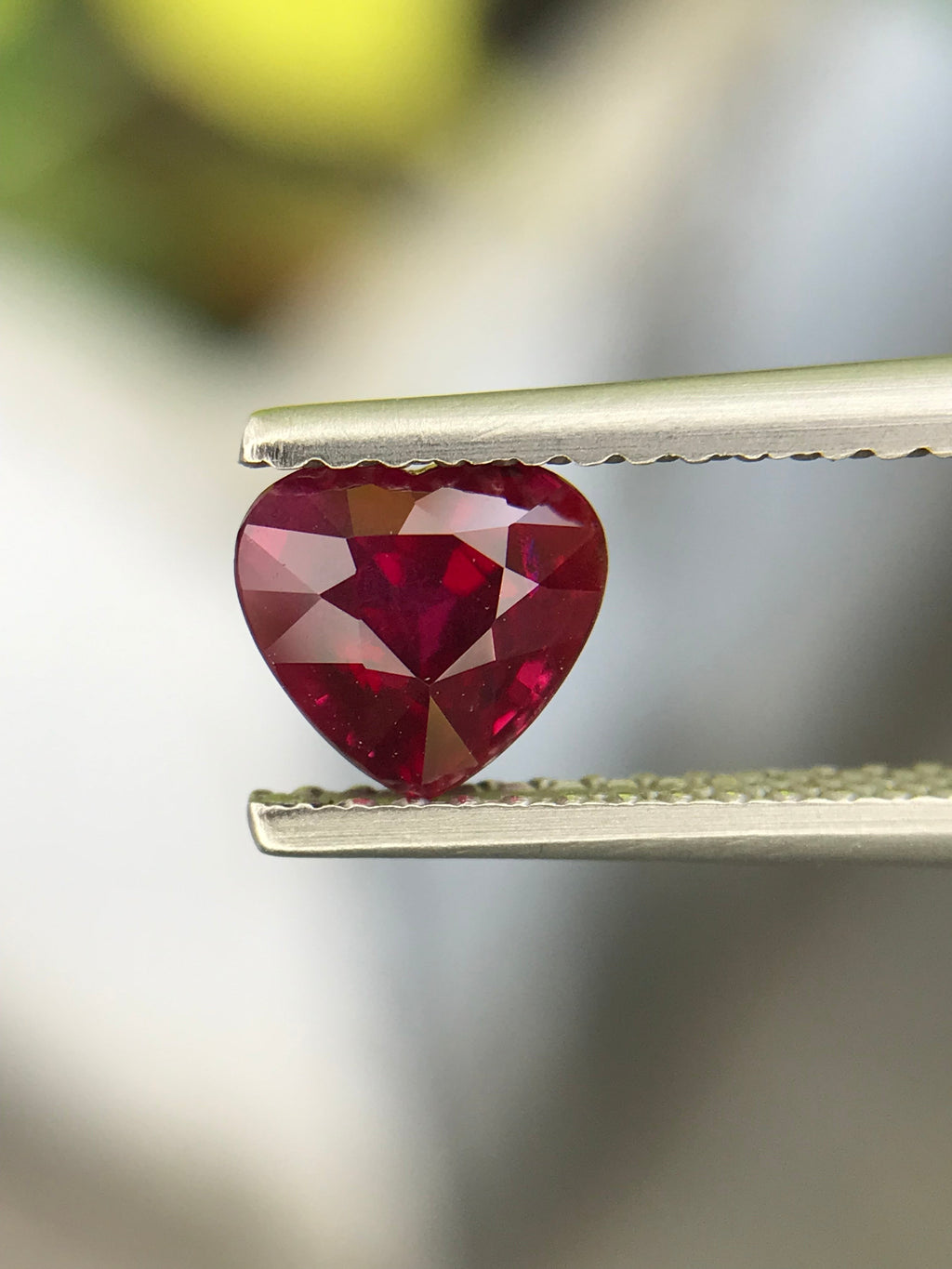 Shiza Gems 1.04 ct heart-cut vivid red unheated ruby gemstone from Mozambique.