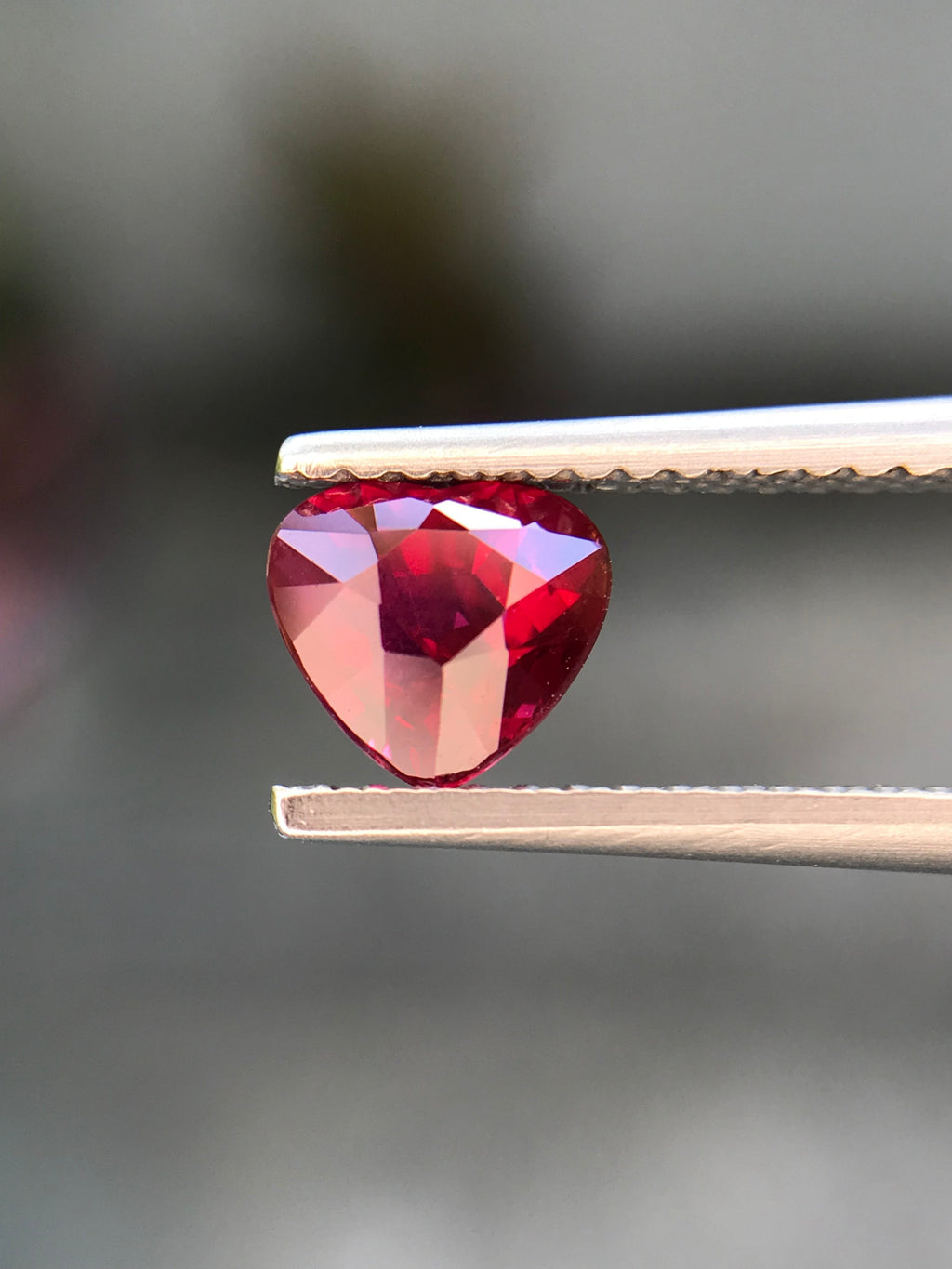 Shiza Gems 1.04 ct heart-cut vivid red unheated ruby gemstone from Mozambique.