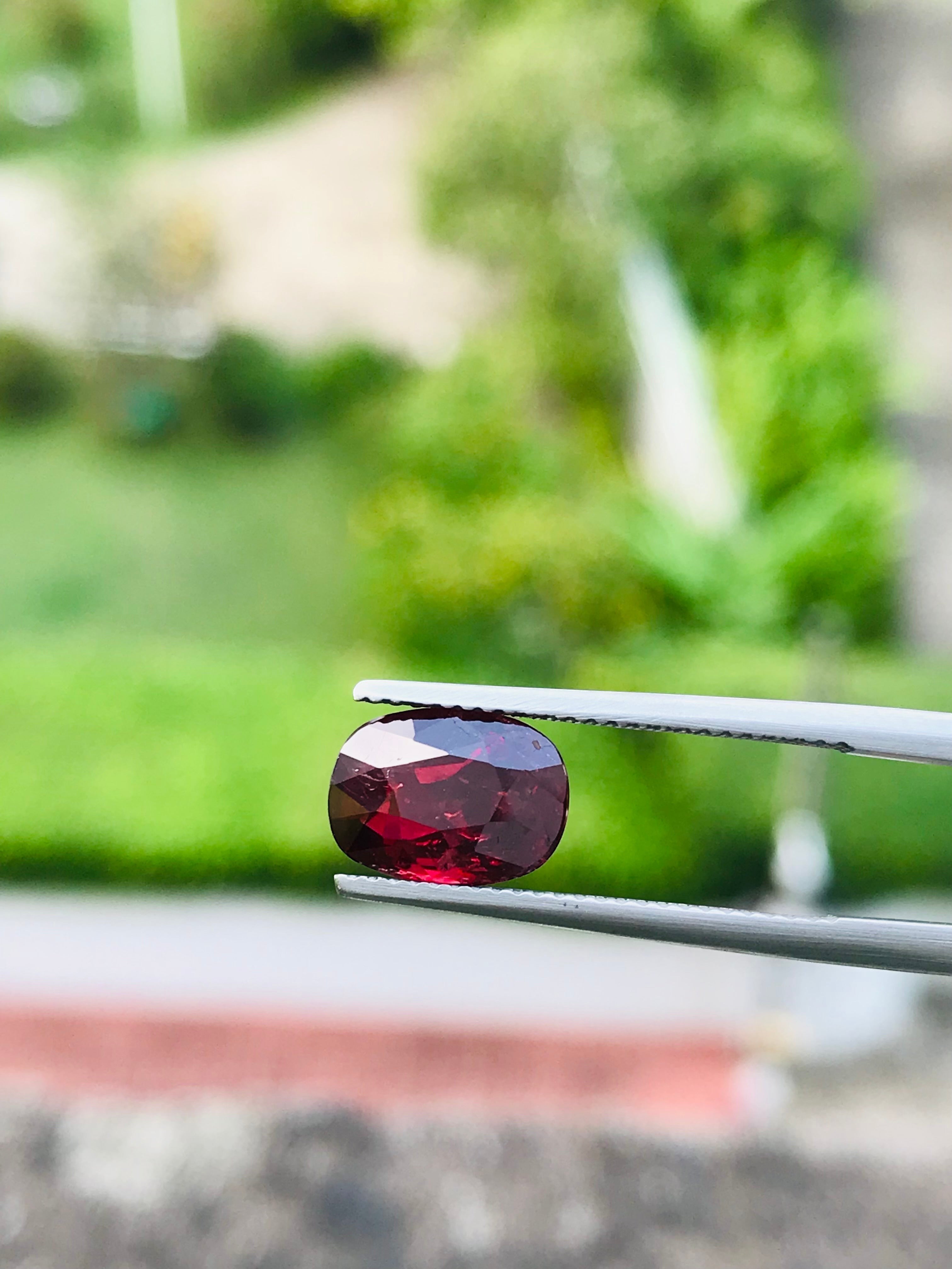 Shiza Gems 3.06 ct oval cut vivid red unheated natural ruby gemstone
