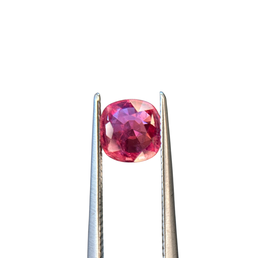 Shiza Gems 1.20 ct cushion cut vivid pink unheated natural sapphire gemstone.