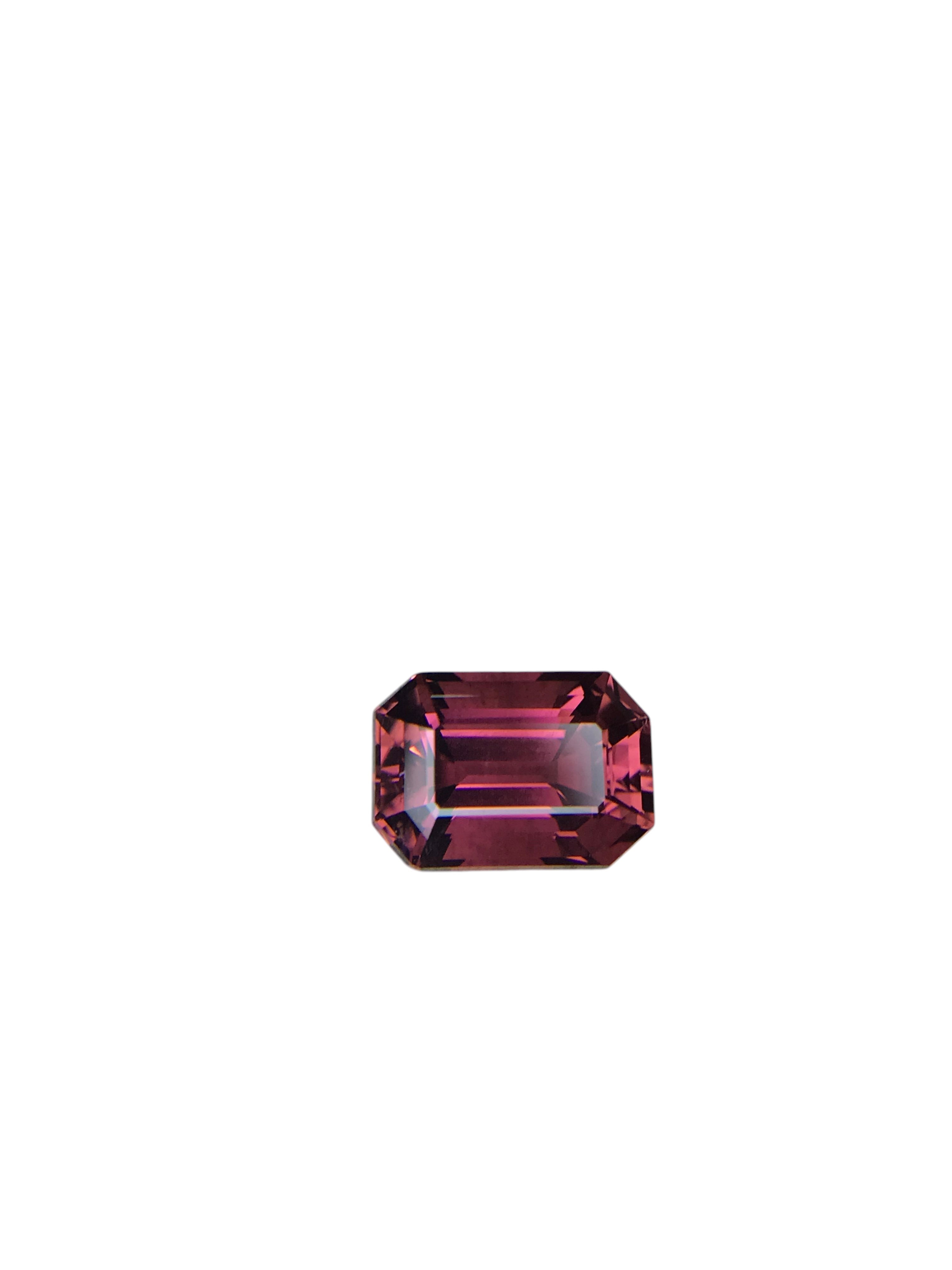 Shiza Gems 3.63ct emerald-cut pink tourmaline gemstone with vibrant color and excellent clarity.