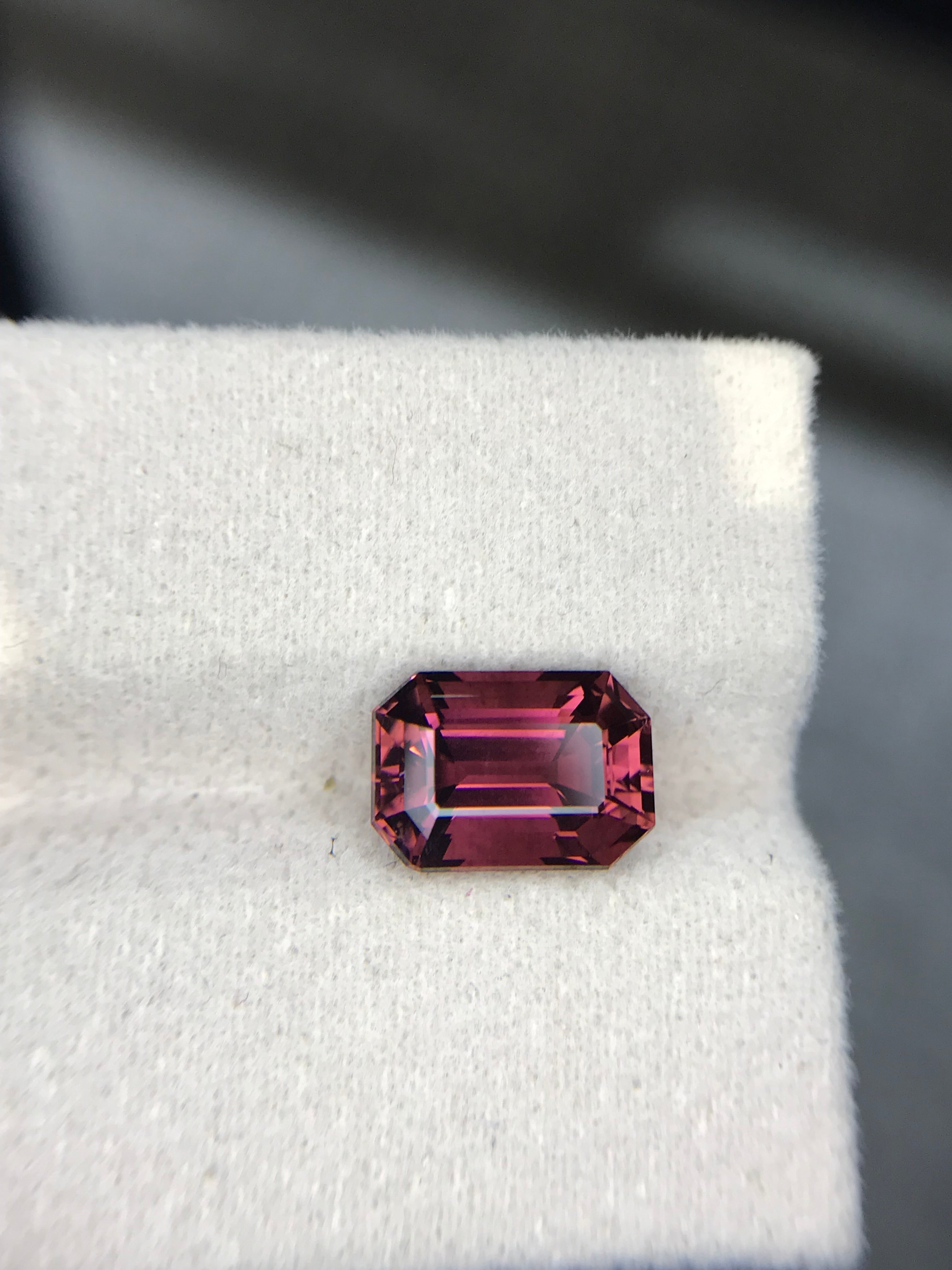 Shiza Gems 3.6 ct natural pink tourmaline, emerald cut vivid pink loose gemstone.