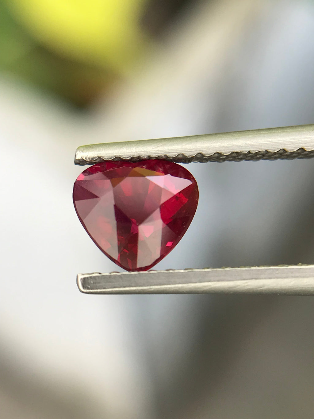 Shiza Gems 1.04 ct vivid red heart-cut unheated ruby gemstone from Mozambique.