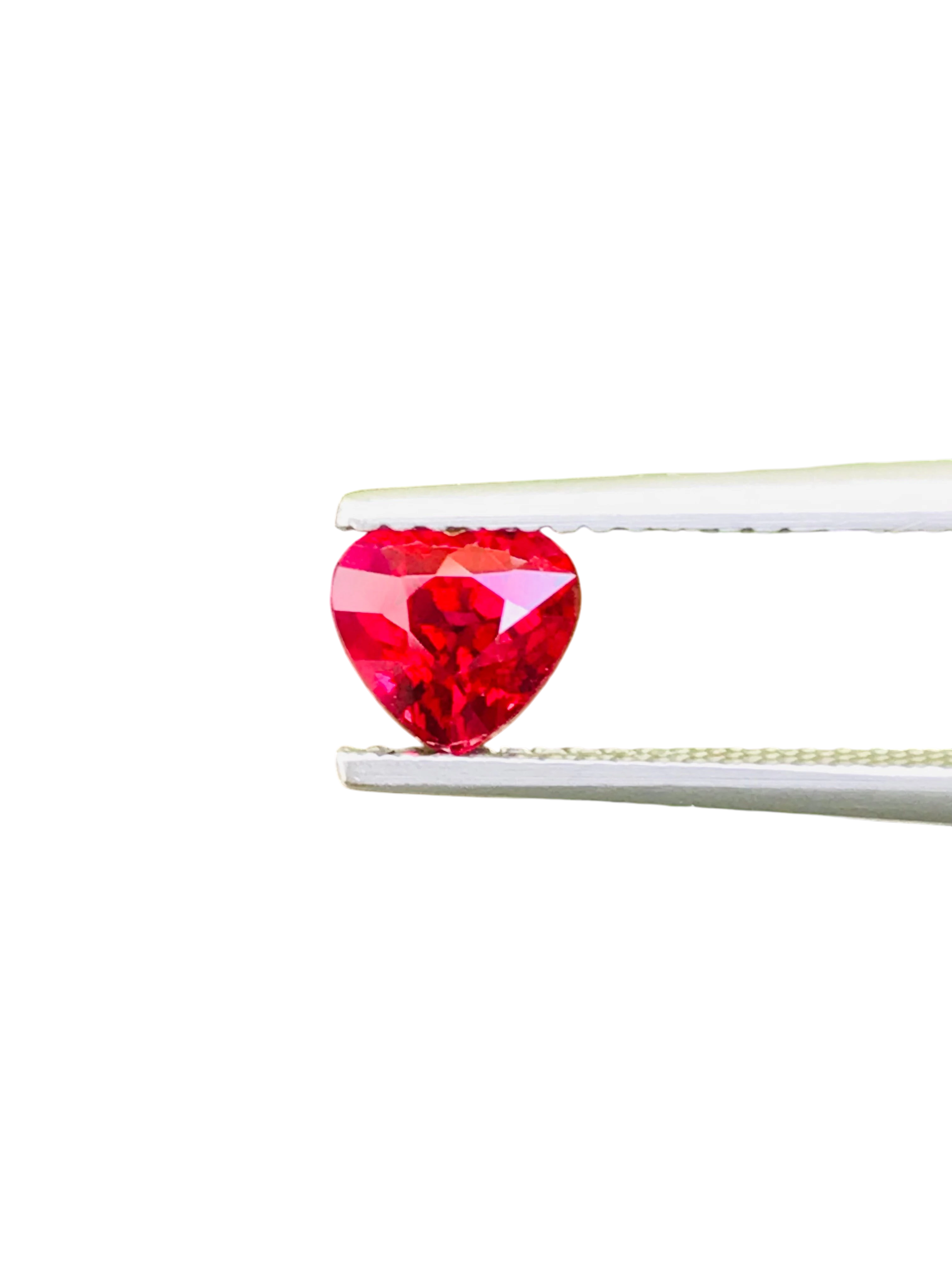 Shiza Gems 1.04 ct vivid red heart-cut unheated ruby gemstone from Mozambique.